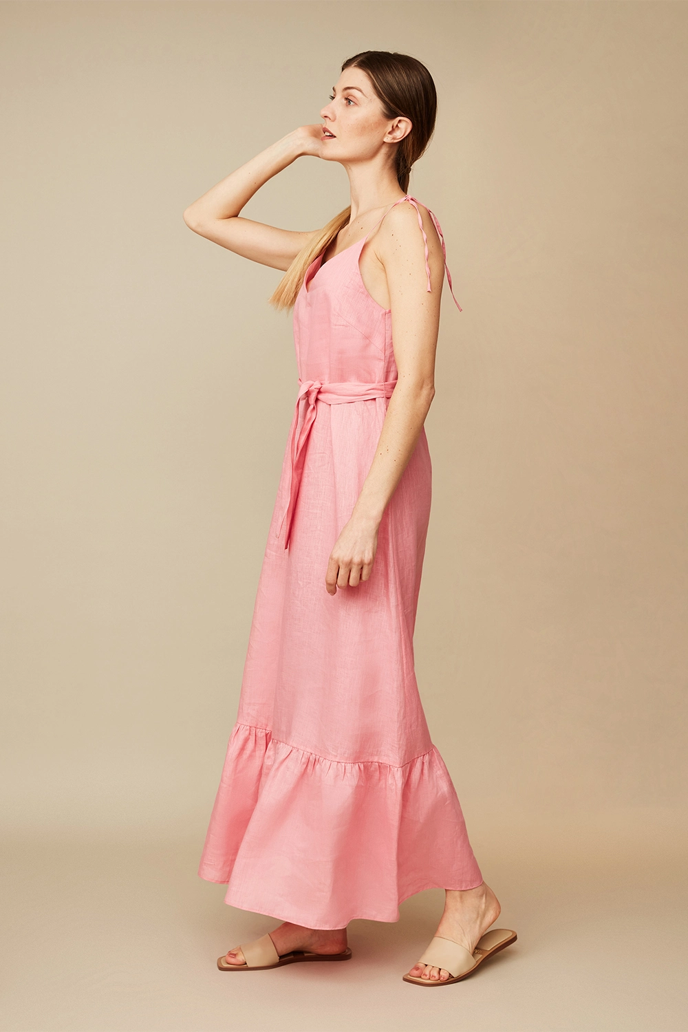 Linen spaghetti strap Dress