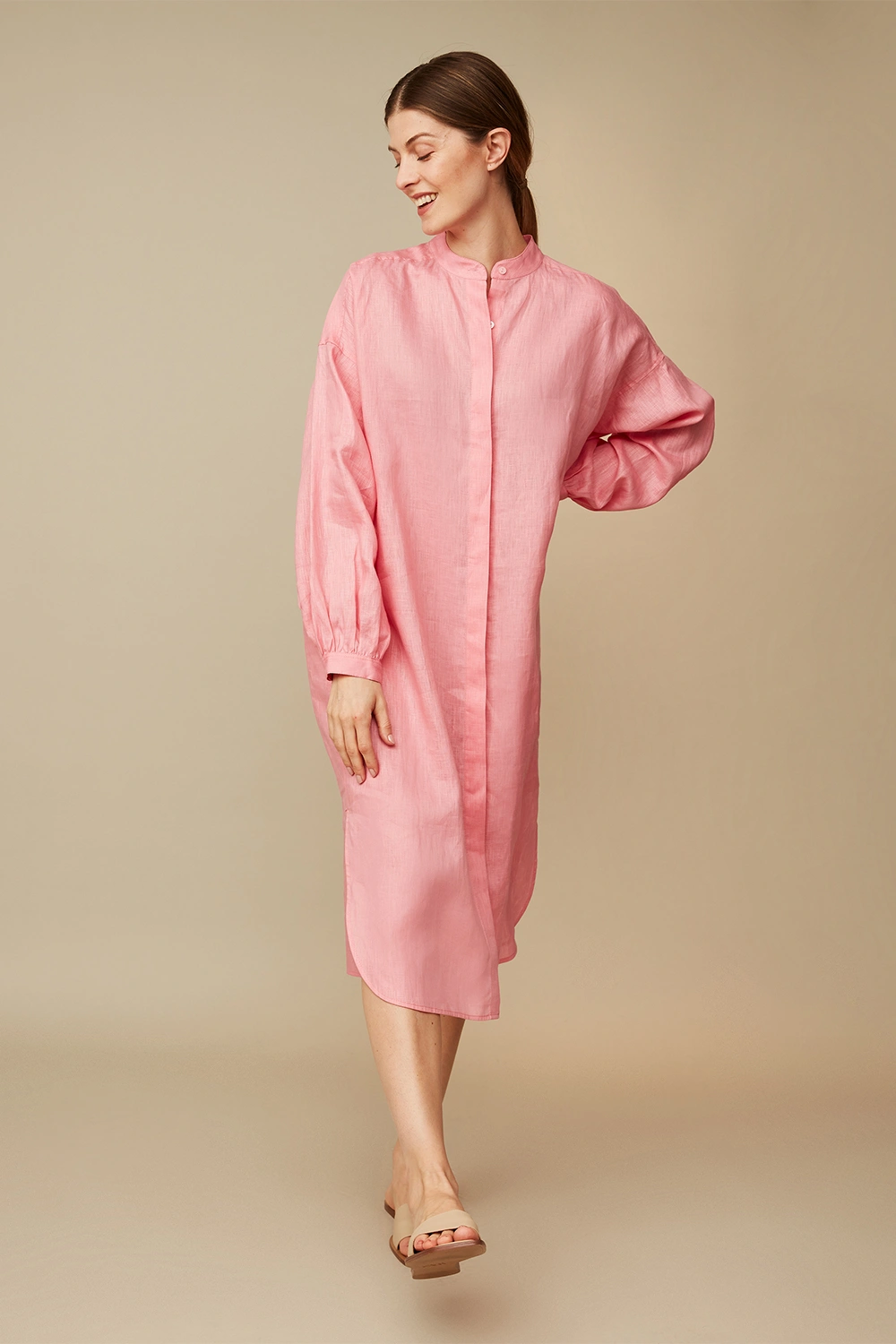 Puff-sleeve loose fit dress